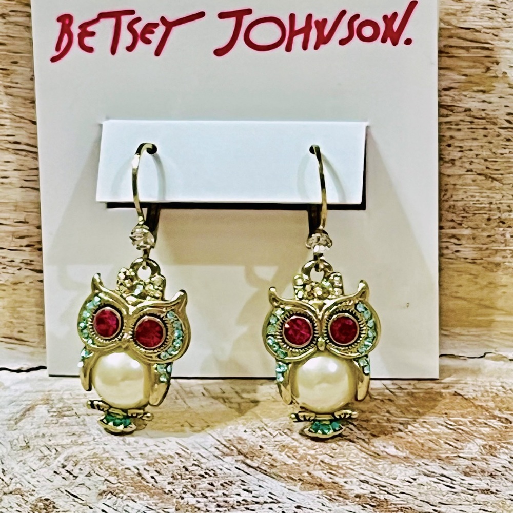 Owl Gold and Pink Earrings